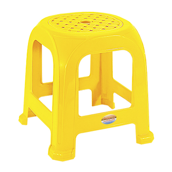 چهار پایه پلاستیکی ناصر پلاستیک مدل 861 از پلاستیک زرد رنگ ساخته شده و دارای حفره هایی در قسمت نشیمن می باشد.