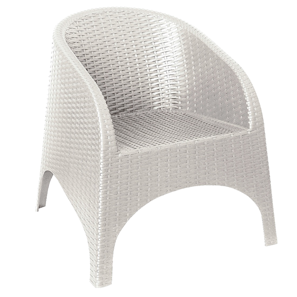 مبل دسته دار حصیر بافت ناصر پلاستیک رنگ سفید