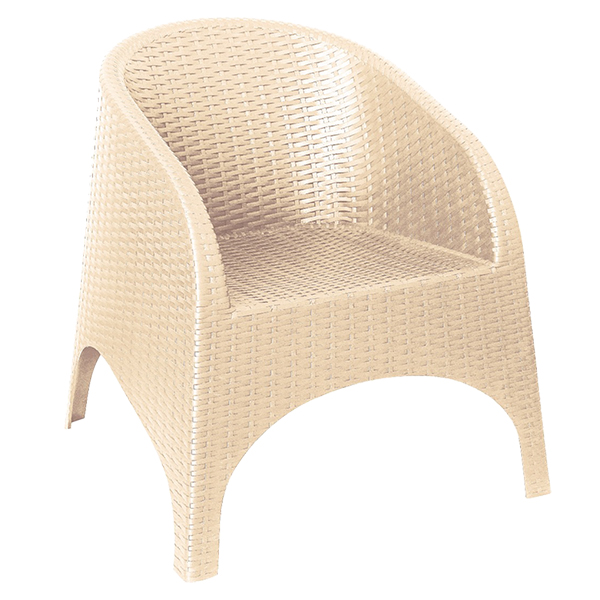 مبل دسته دار حصیر بافت ناصر پلاستیک رنگ کرم