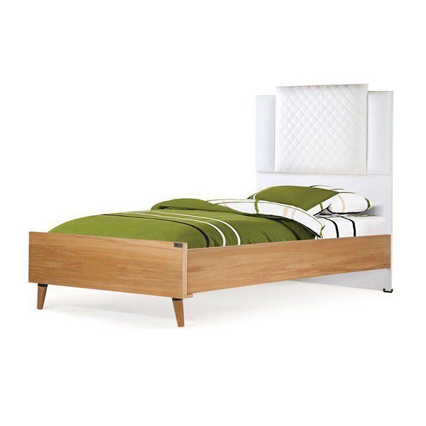 تخت خواب یک نفره آکارس مدل آرسام رنگ سفید نسکافه‌ای