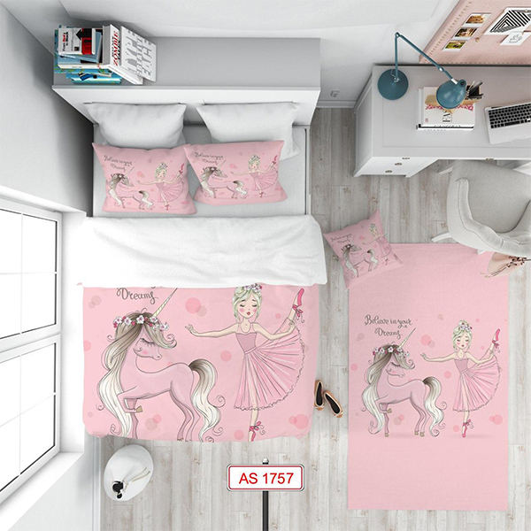 رو تختی دخترانه دستیکور مدل دختر و اسب