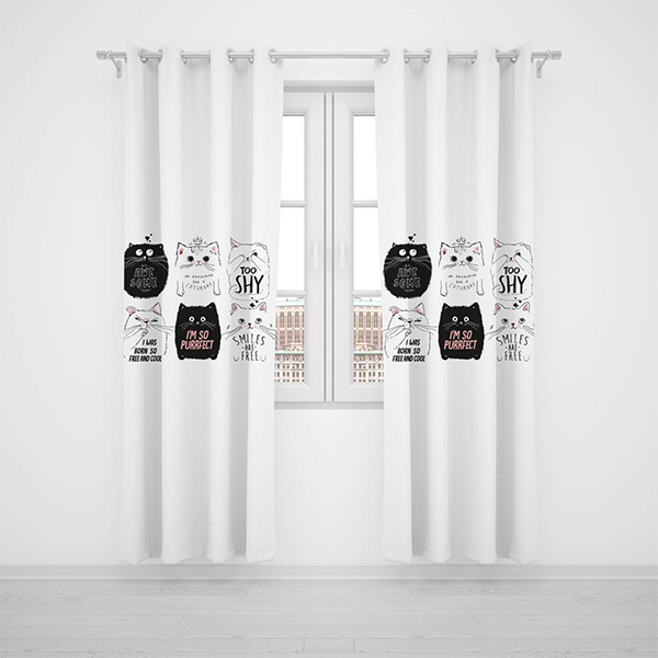 پرده پانچی دستیکور مدل گربه