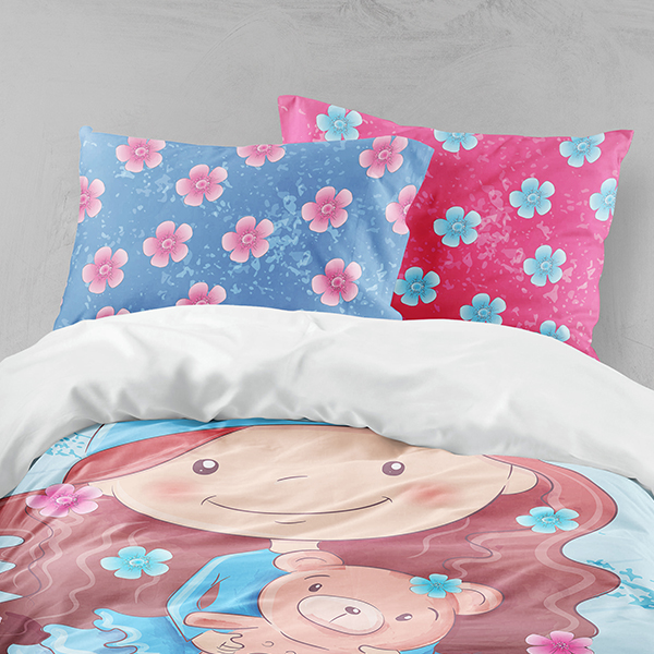 رو تختی دخترانه دستیکور مدل گلی