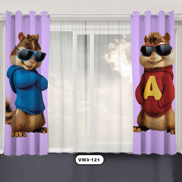 پرده پانچی دستیکور مدل آلوین و سنجاب ها