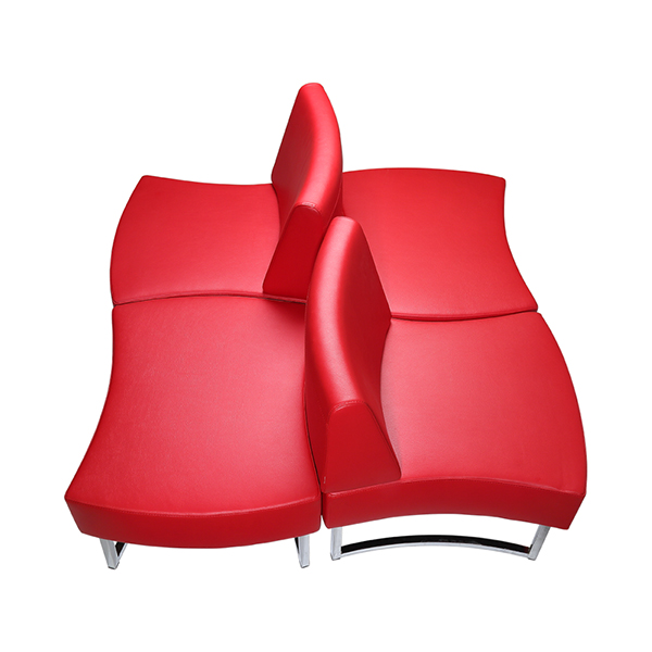 مبل اداری راحتیران مدل پازلی۳_ رنگ قرمز_ پایه های جنس کروم