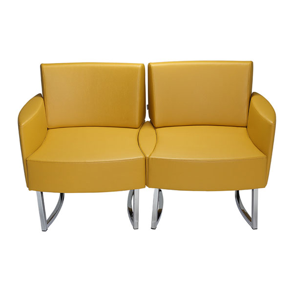 مبل اداری راحتیران مدل پازلی 304-303-WMD302- دو نفره- رنگ زرد- پایه های جنس کروم- پشتی های جدا