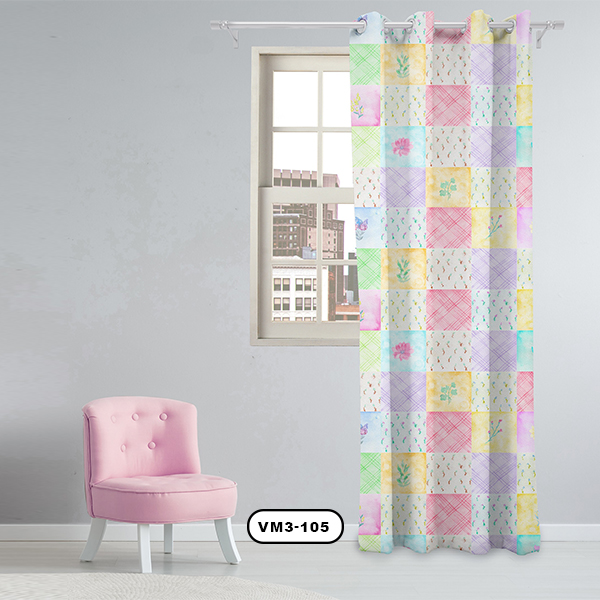 پرده پانچی دستیکور مدل چهارخونه