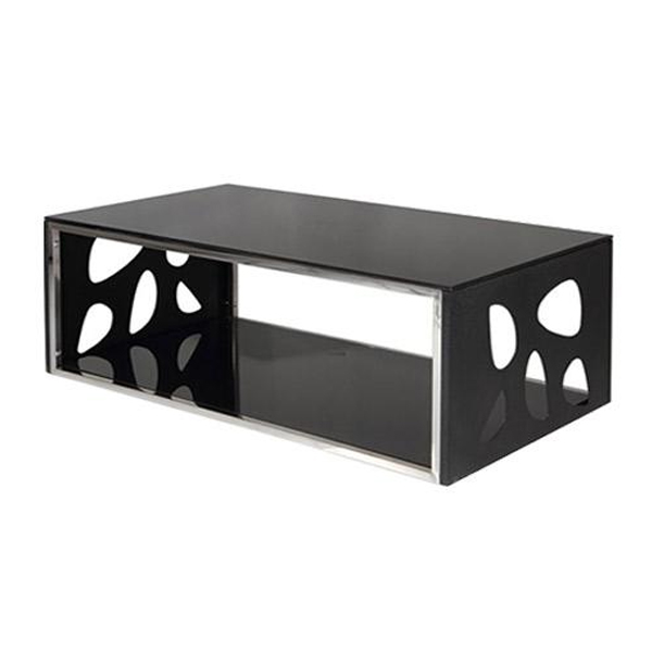 میز جلو مبلی اداری راحتیران مدل B920 دارای رنگ مشکی چرمی و دو طبقه