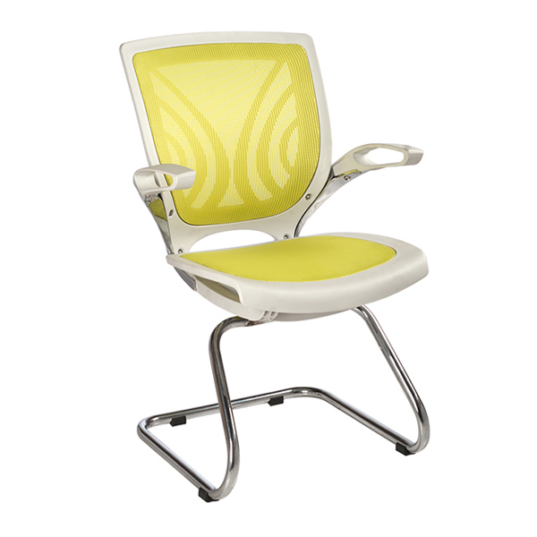 صندلی کنفرانس راحتیران مدل CF120 دارای پایه های یو شکل و روکشی زرد رنگ است و دسته ها نیز از جنس ثابت دایکاست کروم می باشد.