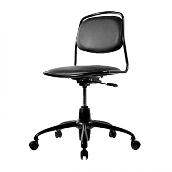 صندلی کارمندی مدل J351 راد سیستم دارای پایه های پنج پر و به رنگ مشکی است.