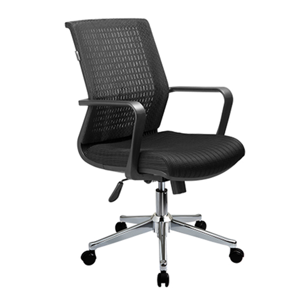 صندلی کارشناسی راحتیران مدل S1165دارای پایه های پنج پر است که نشیمن آن به رنگ مشکی می باشد و پشتی از جنس مش دارد.