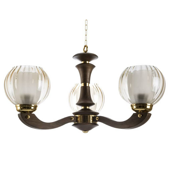 25408لوستر پردیس مدل بلوط ۳ شیشه شفاف