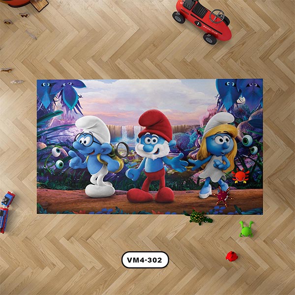 فرش اتاق كودك دستیکور مدل اسمورف ها