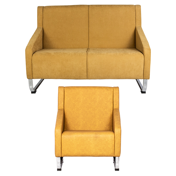 نیم ست اداری راحتیران مدل ویکتور M811- M812 یک عدد یک نفره و یک عدد دو نفره در رنگبندی زرد