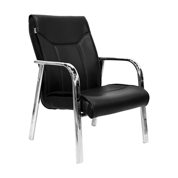 مبل اداری راحتیران مدل سی تو M061- رنگ مشکی- رویه چرمی – جنس پایه و دسته کروم