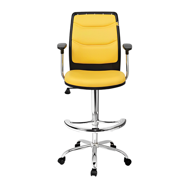 صندلی كانتر راحتیران مدل F 655 با روکش زرد رنگ