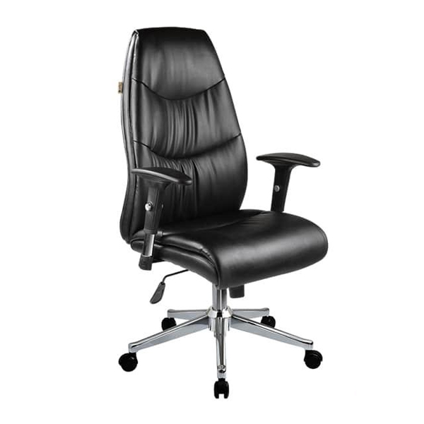 صندلی کارشناسی راحتیران مدل S6120دارای پشتی بلند و روکشی به رنگ مشکی است و پایه های پنج پر و جک تغییر ارتفاع نیز دارد.