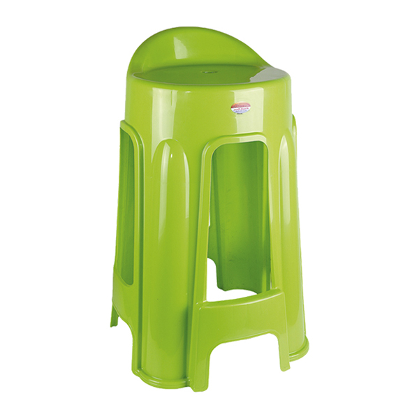 چهار پایه پلاستیکی ناصر پلاستیک مدل ۱۲۱۴ به رنگ سبز است و دارای تکیه گاهی به شکل نیم دایره در پشت نشیمن می باشد.