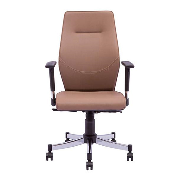 صندلی کارمندی رایانه صنعت مدل گلدیس k918 به رنگ قهوه ای می باشد و از زاویه رو به رو در تصویر مشخص شده است.