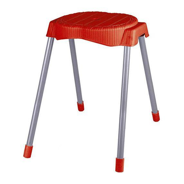 چهار پایه ناصر پلاستیک مدل 764 یک چهار پایه با پایه های فلزی و با پلاستیک های به کار رفته در قسمت نشیمن به رنگ قرمز می باشد.