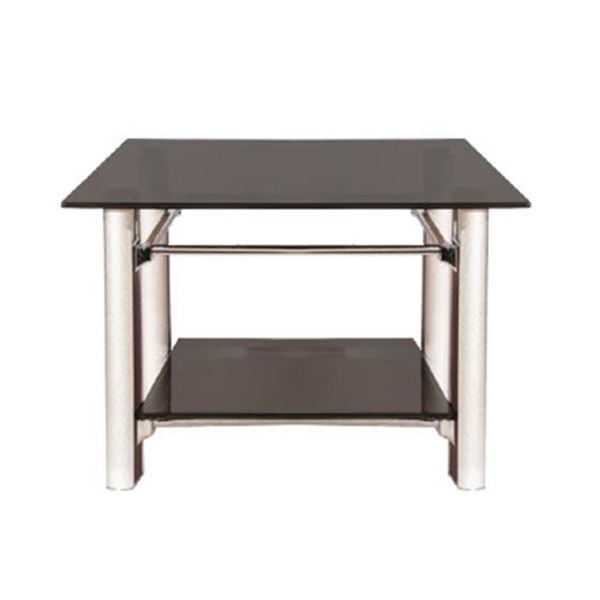 میز عسلی شیشه ای T923S رایانه صنعت دو طبقه می باشد و رنگ شیشه آن برنز است.