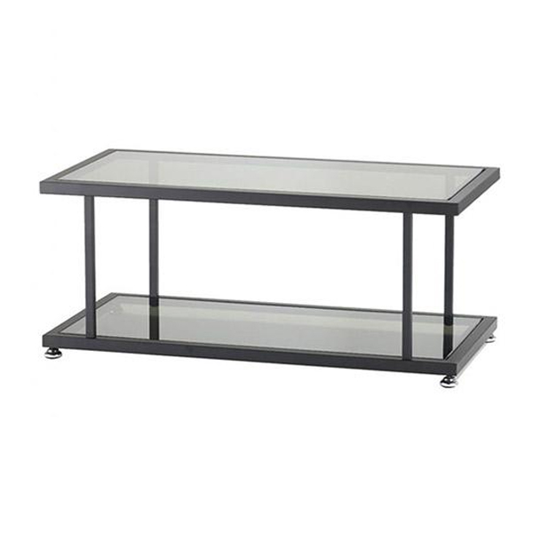 میز جلو مبلی مستطیلی T932L رایانه صنعت دارای شیشه ی دودی می باشد و از جنس شیشه ساخته شده است.