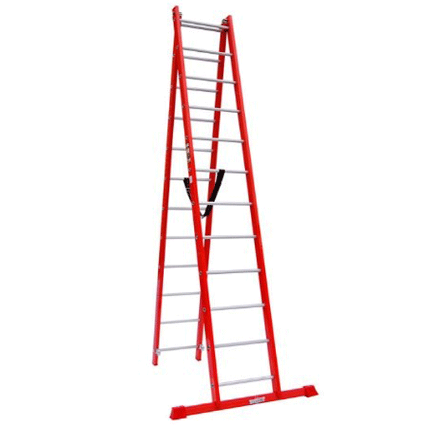 نردبان 21 پله 2 تکه آلوم پارس پله مدل تک صنعت 5 متری