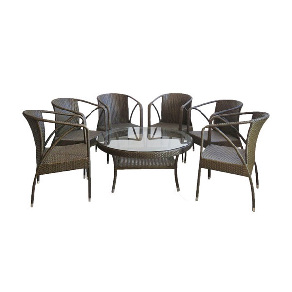 ست 6 نفره میز و صندلی حصیری باغ ارا مدل نوئل