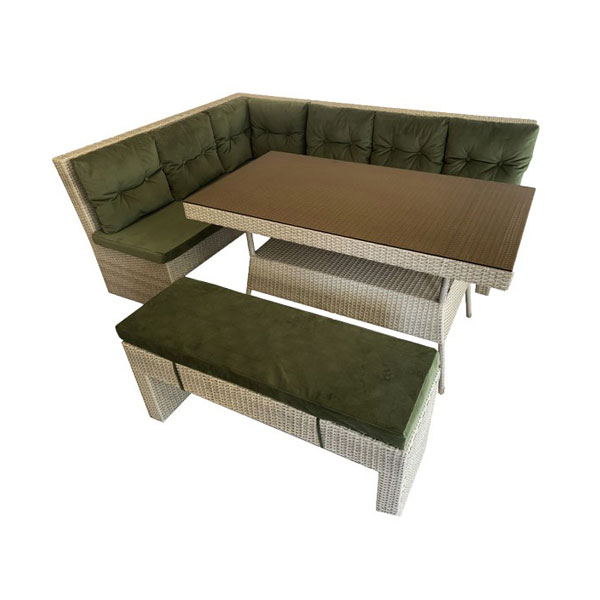 ست 9 نفری مبل حصیری باغ ارا مدل ویونا میز 180 سانت