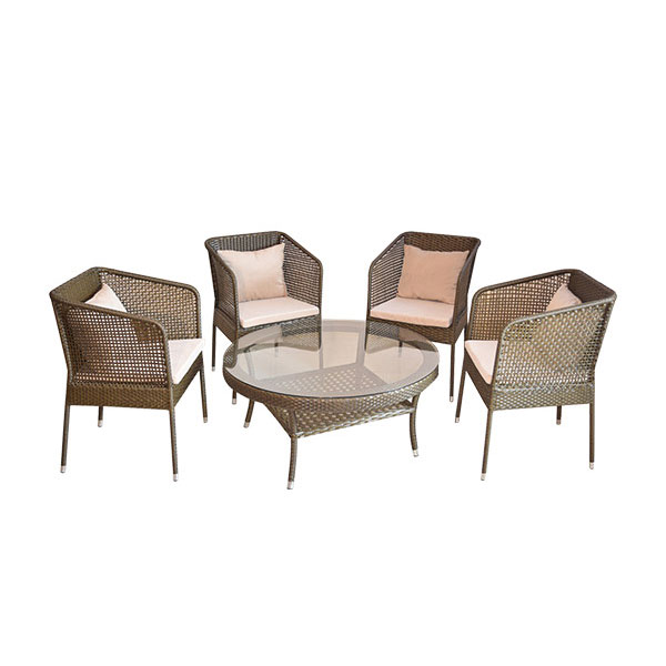 ست 4 نفره میز و صندلی حصیری باغ ارا مدل آنجل