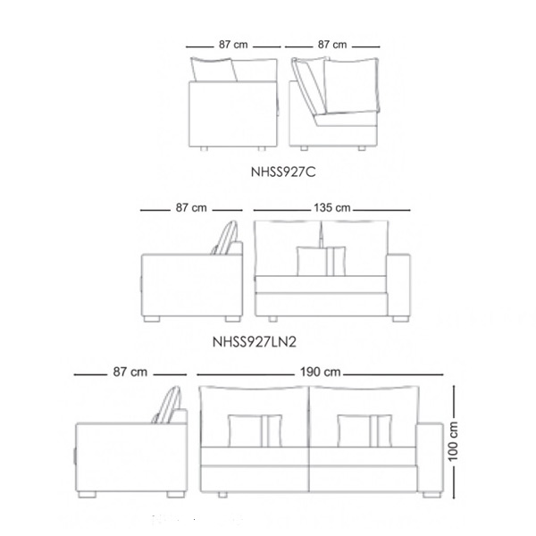 ابعاد مبل ال برند نیلپر برنت استاندارد است و متناسب استفاده در فضاهای مختلف می باشد