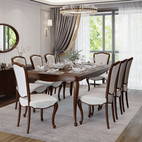 ست ناهار خوری دلان در یک اتاق پذیرایی قرار دارد و نمایی زیبا به فضا بخشیده است.