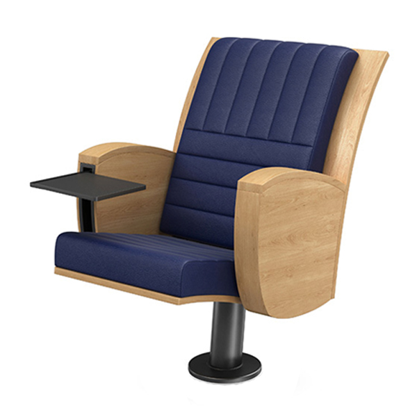 صندلی آمفی تئاتر اروند مدل 2720 دارای روکش آبی رنگ است و پایه های ثابت دارد. از چوب نیز در ساخت آن بهره گرفته شده است.