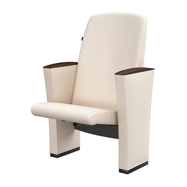 صندلی آمفی تئاتر اروند مدل 3022 دارای روکش سفید رنگ می باشد و رودسته هایی از جنس چوب دارد.