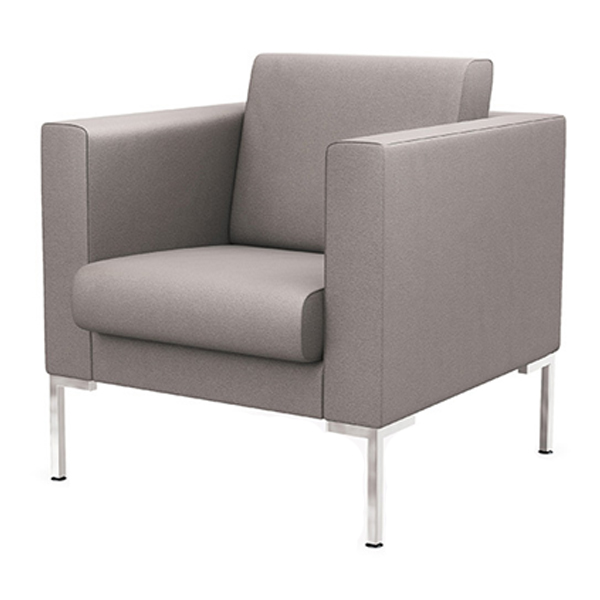 مبل تکنفره اداری اروند مدل 4013 پایه هایی از جنس آلومینیوم تزریقی و روکشی خاکستری رنگ دارد.