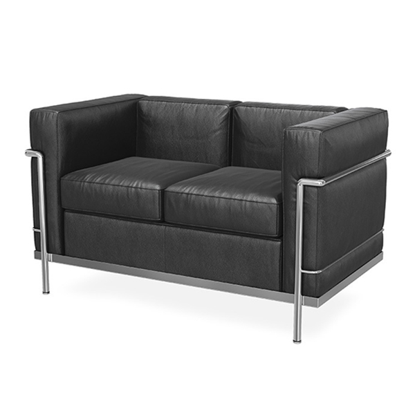 مبل دونفره اداری اروند مدل 4016 دارای روکشی مشکی رنگ است و از زاویه رو به رو مشخص می باشد.