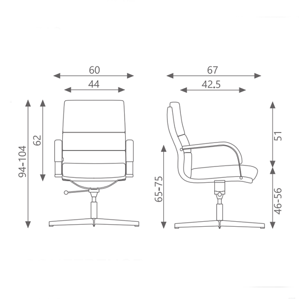 ابعاد صندلی کنفرانس اروند مدل 5710