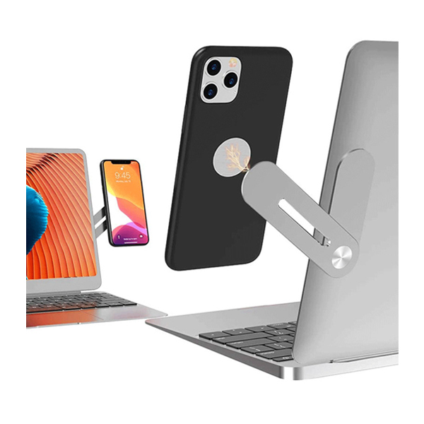 . پایه نگهدارنده موبایل آهنربایی کنار لپتاپی WMH007 ارگو قابلیت تغییر موقعیت لپتاپ و گوشی را نسبت به هم نیز دارد و کنار یا بالای لپتاپ به صورت دلخواه می توانید آن را قرار دهید.