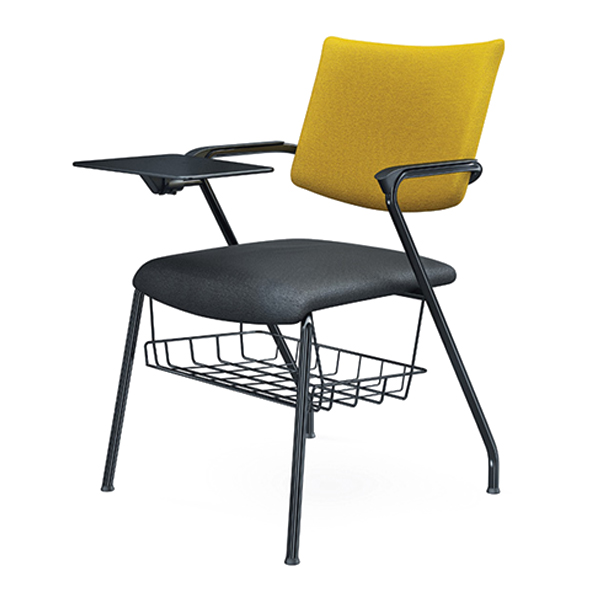 صندلی آموزشی s3810دارای پشتی و نشیمن مجزا، سبد آموزشی و روکشی به رنگ زرد در پشتی و با رنگ مشکی در نشیمن می باشد.