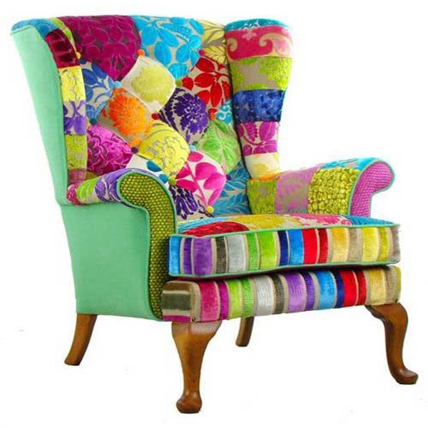 مبل تک نرفه با پایه های چوبی و روکش های رنگارنگ