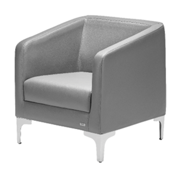 مبل تکنفره اداری KARLO داتیس مدل SK10-1دارای روکشی طوسی رنگ است که نشیمن و پشتی متصل بهم یا یک تکه دارد.