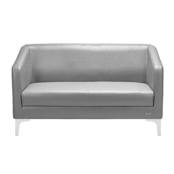 مبل دونفره اداری KARLO داتیس مدل SK10-2دارای روکشی طوسی رنگ است که نشیمن و پشتی متصل بهم یا یک تکه دارد.