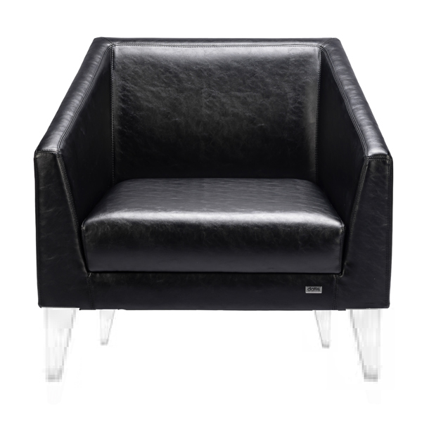 مبل تکنفره اداری MILANO داتیس مدل SM71-1دارای روکشی مشکی رنگ است که از زاویه رو به رو مشخص می باشد.