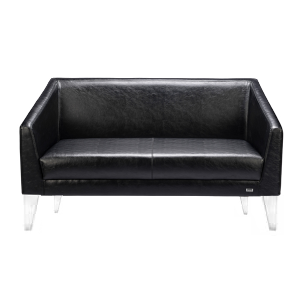 مبل دونفره اداری MILANO داتیس مدل SM71-2دارای روکشی مشکی رنگ است که نشیمن و پشتی متصل بهم یا یک تکه دارد.