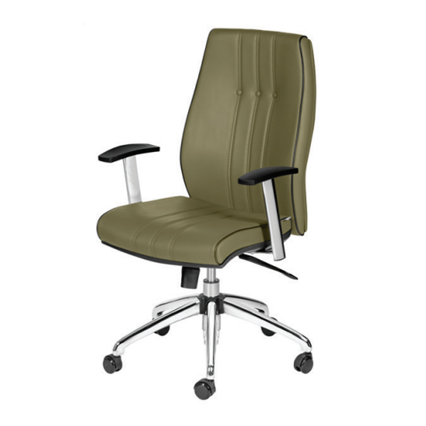 صندلی کارشناسی PENTA داتیس مدل XP647T دارای دو دسته در طرفین و پایه های پنج پر به همراه آبکاری کروم است که روکش های پارچه ای و چرمی دارد.