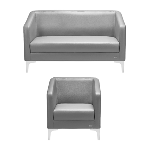 نیم ست اداری KARLO داتیس مدل SK10-1-SK10-2 دارای روکش خاکستری رنگ و پایه های فلزی کروم می باشد.