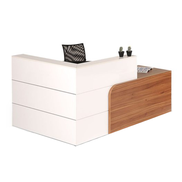 میز کانتر جلیس مدل درسا دارای رنگ سفید گلوسی+گردویی روشن