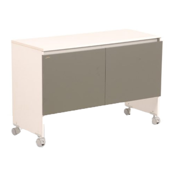 کابینت چرخدار جلیس مدل کیش دارای رنگ سفید+خاکستری مات