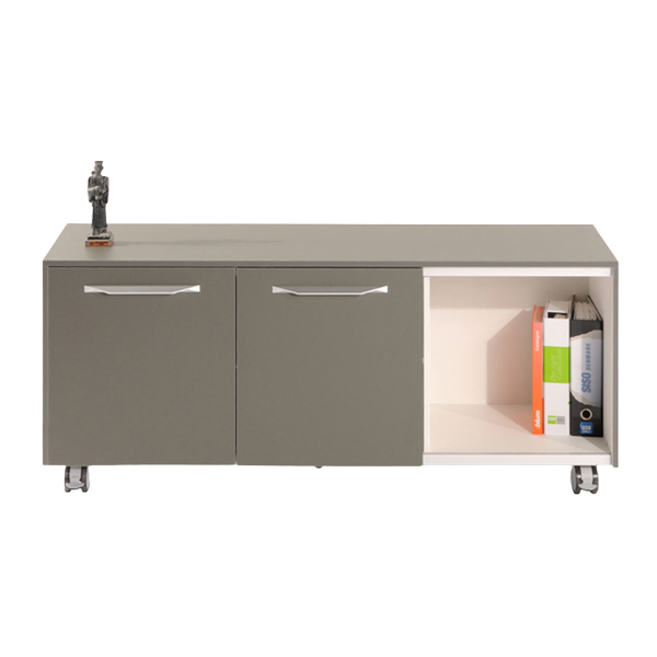 کابینت کنسول جلیس مدل لاوان به رنگ خاکستری است و یک مجسمه روی آن قرار گرفته است. تعدادی زونکن نیز در داخل آن موجود است.