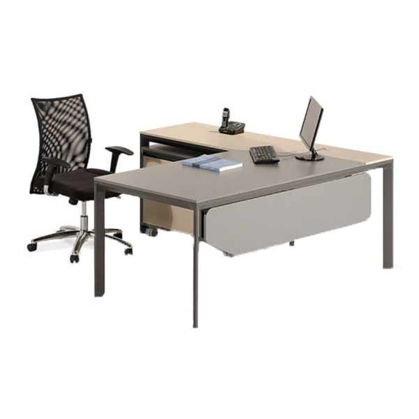 میز کارشناسی جلیس مدل نکا Fدارای رنگ خاکستری+ طوسی-مانیتور به همراه کیبورد- تلفن-کتاب-صندلی